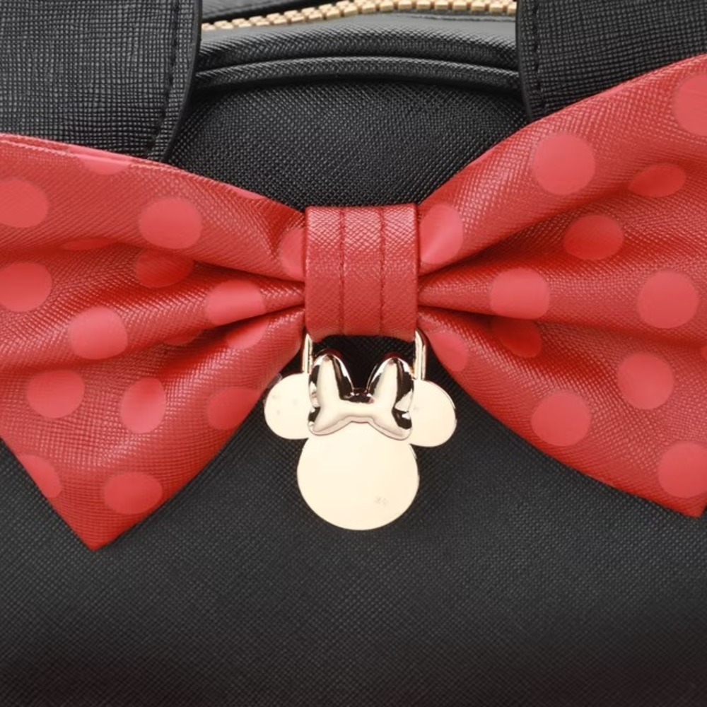 Disney Minnie Mouse Mini Backpack with Coin Pouch Charm Black Red Polka Dot - Picture 4 of 11